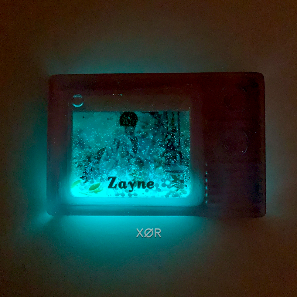 XØR™ Handcrafted Card ZAYNE 🩵 Fluorescent | NFC | Suspended Glitter
