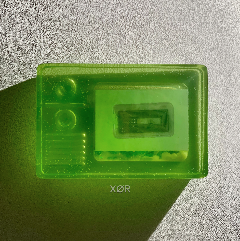 XØR™ Handcrafted Card CALEB 🧡 Fluorescent | NFC | Suspended Glitter