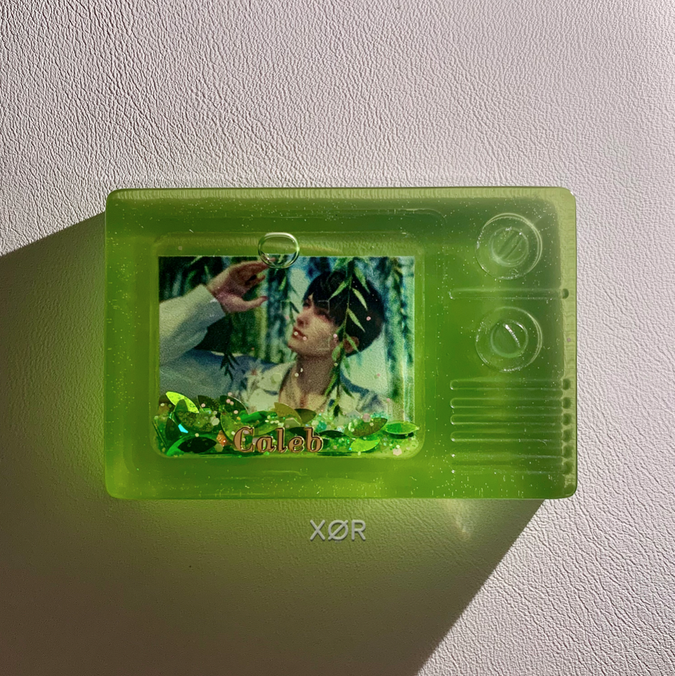 XØR™ Handcrafted Card CALEB 🧡 Fluorescent | NFC | Suspended Glitter