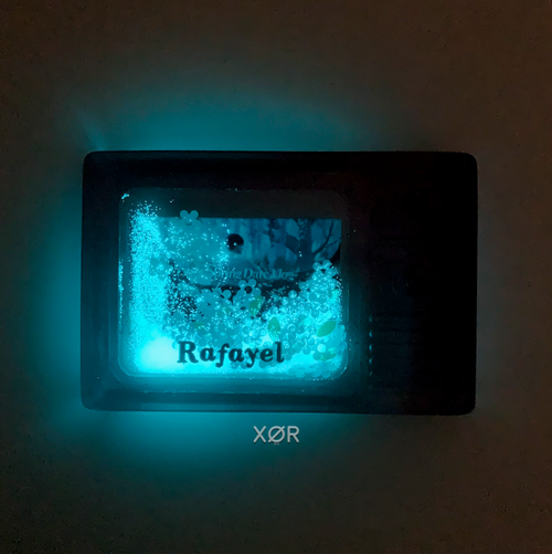 XØR™ Handcrafted Card RAFAYEL 🩷 Fluorescent | NFC | Suspended Glitter