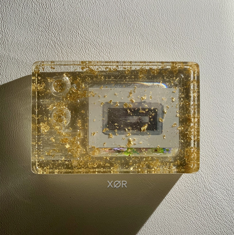 XØR™ Handcrafted Card SYLUS ❤️ Fluorescent | NFC | Suspended Glitter & 💰Gold leaf